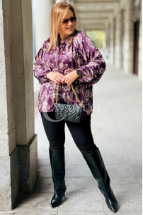MIRANDA Elegante Bluse in Übergröße – Pflaumen-Paisley