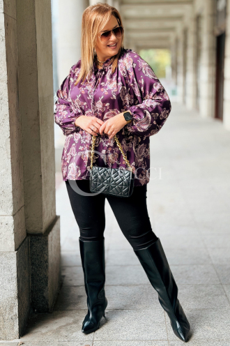MIRANDA Elegante Bluse in Übergröße – Pflaumen-Paisley