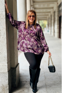 MIRANDA Elegante Bluse in Übergröße – Pflaumen-Paisley