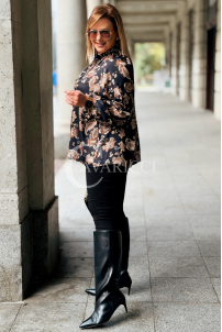MIRANDA Elegante Bluse in Übergröße mit Muster & Bindung