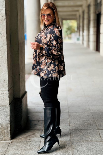 MIRANDA Elegante Bluse in Übergröße mit Muster & Bindung