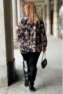 MIRANDA Elegante Bluse in Übergröße mit Muster & Bindung
