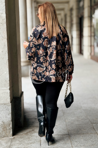 MIRANDA Elegante Bluse in Übergröße mit Muster & Bindung