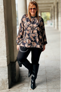 MIRANDA Elegante Bluse in Übergröße mit Muster & Bindung
