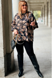 MIRANDA Elegante Bluse in Übergröße mit Muster & Bindung