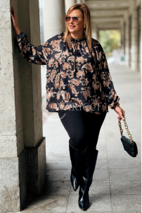 MIRANDA Elegante Bluse in Übergröße mit Muster & Bindung