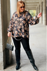 MIRANDA Elegante Bluse in Übergröße mit Muster & Bindung