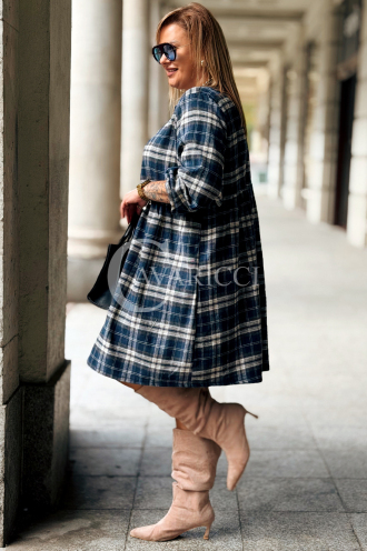 NOELE Kariertes Hemdkleid Plus Size mit langen Ärmeln