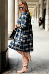NOELE Kariertes Hemdkleid Plus Size mit langen Ärmeln