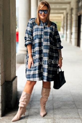 NOELE Kariertes Hemdkleid Plus Size mit langen Ärmeln