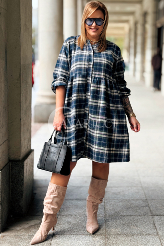 NOELE Kariertes Hemdkleid Plus Size mit langen Ärmeln