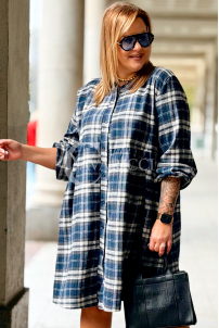 NOELE Kariertes Hemdkleid Plus Size mit langen Ärmeln