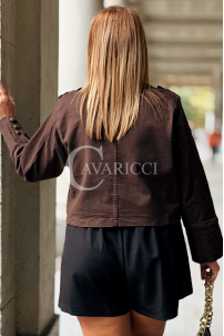 PENELOPE Damen Lederjacke Plus Size im Militärstil