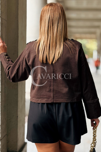PENELOPE Damen Lederjacke Plus Size im Militärstil