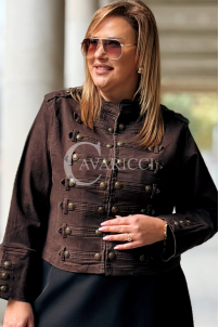 PENELOPE Damen Lederjacke Plus Size im Militärstil