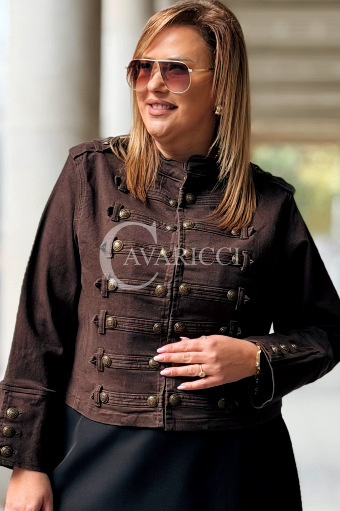 PENELOPE Damen Lederjacke Plus Size im Militärstil