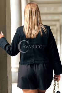 Damen Lederjacke Militärstil Napoleon-Kragen Große Größen