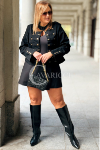 Damen Lederjacke Militärstil Napoleon-Kragen Große Größen