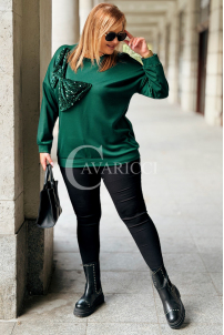 Elegante Damen-Bluse Plus Size mit Paillettenschleife