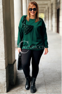 Elegante Damen-Bluse Plus Size mit Paillettenschleife