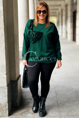 Elegante Damen-Bluse Plus Size mit Paillettenschleife