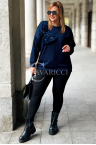 ADELAIDE Damen-Sweatshirt in großen Größen, elegant, mit großer dekorativer Schleife aus Pailletten in Marineblau