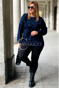 ADELAIDE Sweatshirt in großen Größen mit Paillettenschleife