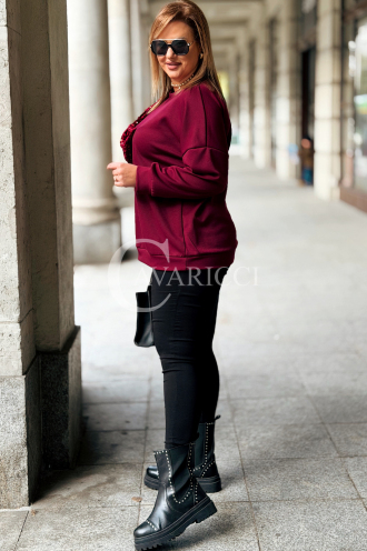 ADELAIDE Damen-Sweatshirt Plus Size mit Pailletten-Schleife