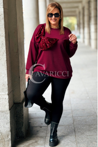 ADELAIDE Damen-Sweatshirt Plus Size mit Pailletten-Schleife