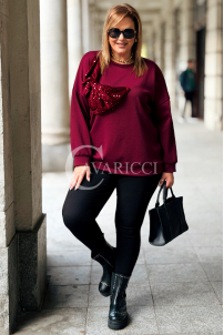 ADELAIDE Damen-Sweatshirt Plus Size mit Pailletten-Schleife