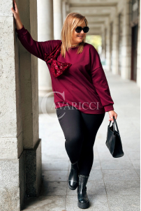 ADELAIDE Damen-Sweatshirt Plus Size mit Pailletten-Schleife