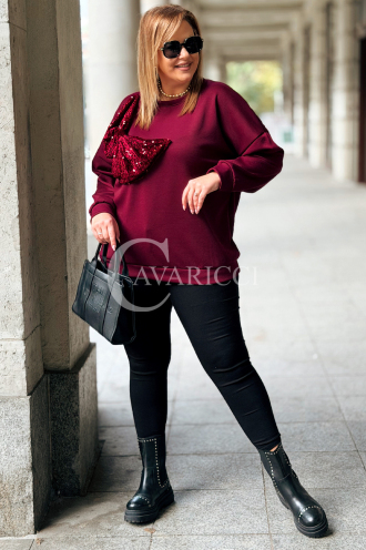 ADELAIDE Damen-Sweatshirt Plus Size mit Pailletten-Schleife