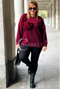 ADELAIDE Damen-Sweatshirt Plus Size mit Pailletten-Schleife
