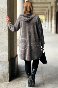 AMALIA Damen Sweatjacke Plus Size – Langer Hoodie in Grau