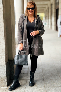 AMALIA Damen Sweatjacke Plus Size – Langer Hoodie in Grau