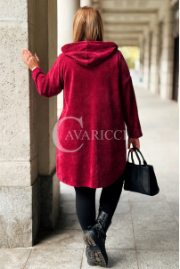 AMALIA Damen Sweatjacke Plus Size mit Kapuze – Bordeauxrot