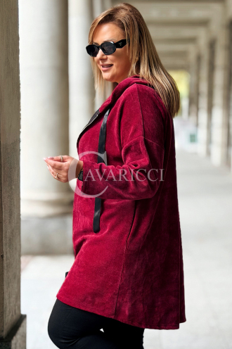 AMALIA Damen Sweatjacke Plus Size mit Kapuze – Bordeauxrot