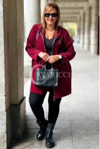 AMALIA Damen Sweatjacke Plus Size mit Kapuze – Bordeauxrot