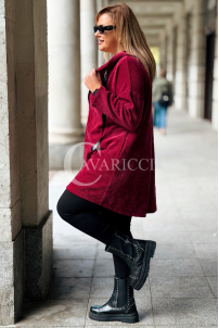 AMALIA Damen Sweatjacke Plus Size mit Kapuze – Bordeauxrot