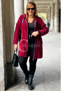 AMALIA Damen Sweatjacke Plus Size mit Kapuze – Bordeauxrot