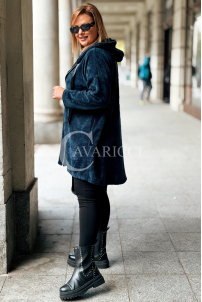 AMALIA Damen Sweatjacke Große Größen Lang mit Kapuze