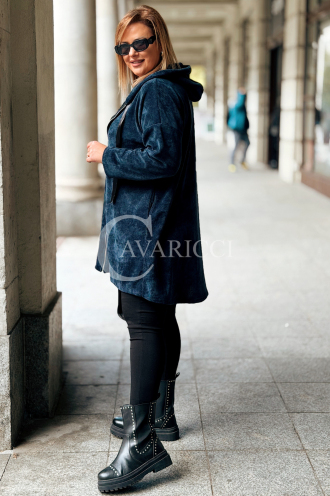 AMALIA Damen Sweatjacke Große Größen Lang mit Kapuze