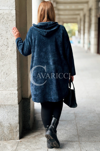 AMALIA Damen Sweatjacke Große Größen Lang mit Kapuze