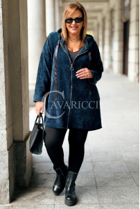 AMALIA Damen Sweatjacke Große Größen Lang mit Kapuze