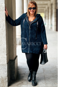 AMALIA Damen Sweatjacke Große Größen Lang mit Kapuze