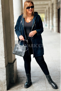 AMALIA Damen Sweatjacke Große Größen Lang mit Kapuze
