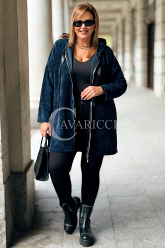AMALIA Damen Sweatjacke Große Größen Lang mit Kapuze