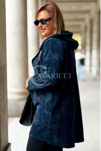 AMALIA Damen Sweatjacke Große Größen Lang mit Kapuze