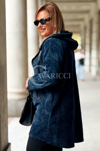 AMALIA Damen Sweatjacke Große Größen Lang mit Kapuze