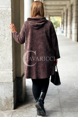 AMALIA Damen Hoodie Plus Size Lang mit Reißverschluss & Kapuze